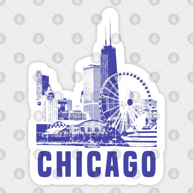 Chicago City Chicago Sticker TeePublic